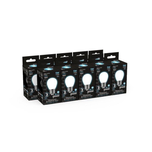 Лампа светодиодная филаментная Black Filament 5Вт P45 шар матовая 4100К нейтр. бел. E27 450лм GAUSS