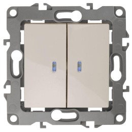 Выключатель 2-кл. СП Эра12 12-1105-02 10А IP20 250В 10AX с подсветкой механизм сл. кость Эра Б001465