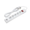 Фильтр сетевой 5х3м с/з со шторками ПВС 3 IP075 2USB 2200Вт 10А бел. Duwi 32592 5