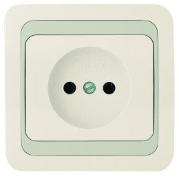 Розетка 1-м СП Mimoza 10А без заземл. бел./сер. Makel 12402