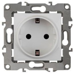 Розетка 1-м СП Эра12 12-2001-01 16А IP20 16AX 250В 2P+E Schuko без монтаж. лапок механизм бел. Эра Б
