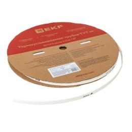Трубка термоусадочная ТУТ нг 10/5 бел. (уп.100м) EKF tut-10-w
