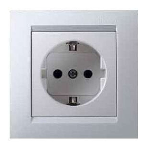 Розетка 1-м СП Simon15 16А IP20 с заземл. защ. шторки бел. Simon 1590443-030