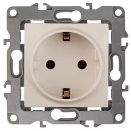 Розетка 1-м СП Эра12 12-2001-02 16А IP20 16AX 250В 2P+E Schuko без монтаж. лапок механизм сл. кость