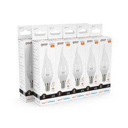 Лампа светодиодная Elementary 8Вт свеча на ветру 3000К тепл. бел. E14 520лм GAUSS 34118