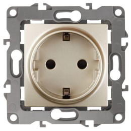 Розетка 1-м СП Эра12 12-2001-04 16А IP20 16AX 250В 2P+E Schuko без монтаж. лапок механизм шампань Эр