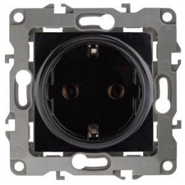 Розетка 1-м СП Эра12 12-2001-06 16А IP20 16AX 250В 2P+E Schuko без монтаж. лапок механизм черн. Эра