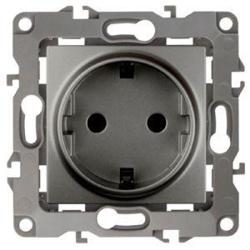 Розетка 1-м СП Эра12 12-2001-12 16А IP20 16AX 250В 2P+E Schuko без монтаж. лапок механизм графит Эра