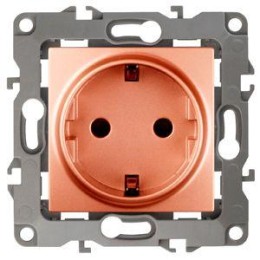 Розетка 1-м СП Эра12 12-2001-14 16А IP20 16AX 250В 2P+E Schuko без монтаж. лапок механизм медь Эра Б