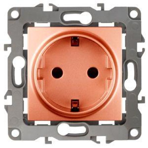 Розетка 1-м СП Эра12 12-2001-14 16А IP20 16AX 250В 2P+E Schuko без монтаж. лапок механизм медь Эра Б