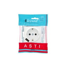 Розетка 1-м СП ASTI 16А IP20 с заземл. с заряд. устройством USB механизм бел. LEZARD 7081-0288-181