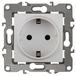 Розетка 1-м СП Эра12 12-2102-01 16А IP20 16AX 250В 2P+E Schuko защ. шторки механизм бел. Эра Б001468