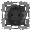 Розетка 1-м СП Эра12 12-2102-05 16А IP20 16AX 250В 2P+E Schuko защ. шторки механизм антрацит Эра Б00