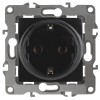 Розетка 1-м СП Эра12 12-2102-06 16А IP20 16AX 250В 2P+E Schuko защ. шторки механизм черн. Эра Б00146