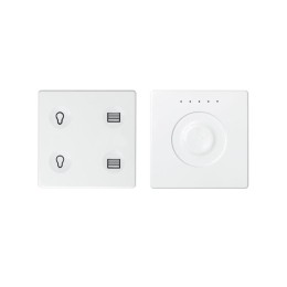 Комплект выключателя 4-кл. сенсорн. + регулятор Т2 KNX; RJ12 бел. Simon82 Sense 8400654-030