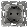 Розетка 1-м СП Эра12 12-2102-12 16А IP20 16AX 250В 2P+E Schuko защ. шторки механизм графит Эра Б0019