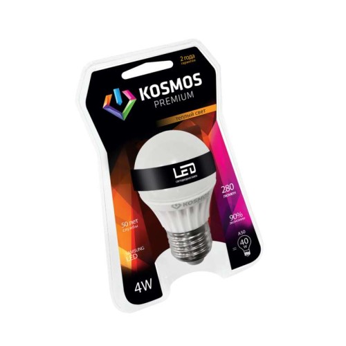 Лампа светодиодная KOSMOS premium 4Вт грушевидная A50 E27 230В 3000К Космос KLED4wA50230vE2727