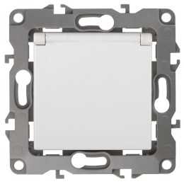 Розетка 1-м СП Эра12 12-2103-01 16А IP20 16AX 250В 2P+E Schuko защ. шторки с крышкой механизм бел. Э