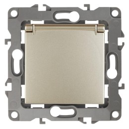 Розетка 1-м СП Эра12 12-2103-04 16А IP20 16AX 250В 2P+E Schuko защ. шторки с крышкой механизм шампан