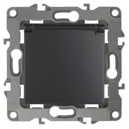 Розетка 1-м СП Эра12 12-2103-05 16А IP20 16AX 250В 2P+E Schuko защ. шторки с крышкой механизм антрац