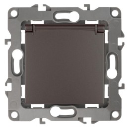 Розетка 1-м СП Эра12 12-2103-13 16А IP20 16AX 250В 2P+E Schuko защ. шторки с крышкой механизм бронз.