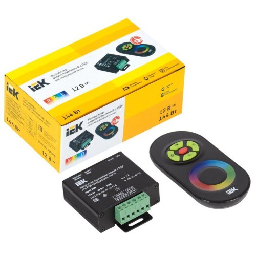 Контроллер с ПДУ радио RGB 3 канала 12В 4А 144Вт черн. IEK LSC1-RGB-144-RF-20-12-B