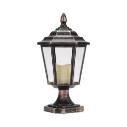 Фонарь декоративный на подставке со свечкой бронзовый корпус размер 14.5х17х31см тепл. бел. Neon-Nig