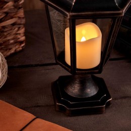 Фонарь декоративный на подставке со свечкой бронзовый корпус размер 14.5х17х31см тепл. бел. Neon-Nig