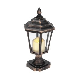 Фонарь декоративный на подставке со свечкой бронзовый корпус размер 14.5х17х31см тепл. бел. Neon-Nig