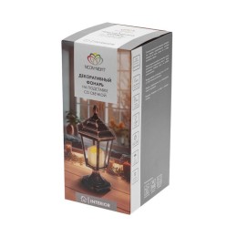 Фонарь декоративный на подставке со свечкой бронзовый корпус размер 14.5х17х31см тепл. бел. Neon-Nig