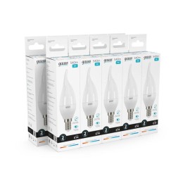 Лампа светодиодная Elementary 8Вт свеча на ветру 4100К нейтр. бел. E14 540лм GAUSS 34128