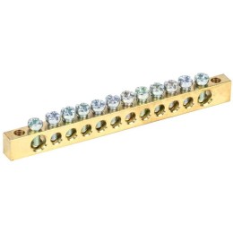 Шина PEN "земля-ноль" 6х9мм 12/2 (12групп/крепеж по краям) IEK YNN11-12-100