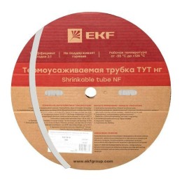 Трубка термоусадочная ТУТ нг 16/8 бел. (уп.100м) EKF tut-16-w