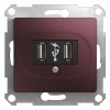 Розетка USB 2-м Glossa 5В 1400мА 2х5В 700мА механизм баклажан. SchE GSL001132