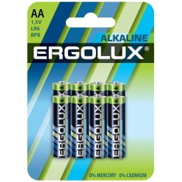 Элемент питания алкалиновый AA/LR6 1.5В Alkaline BL8 (уп.8шт) Ergolux 14815