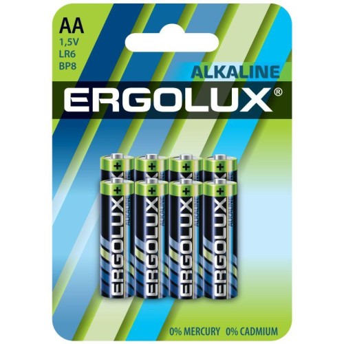 Элемент питания алкалиновый AA/LR6 1.5В Alkaline BL8 (уп.8шт) Ergolux 14815