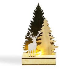 Фигура деревянная "Елочка с оленем" 12х6х21.5см 0.1Вт IP20 с подсветкой Neon-Night 504-002