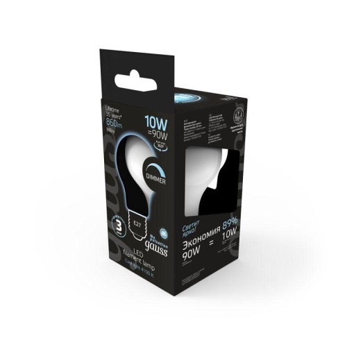Лампа светодиодная филаментная Black Filament 10Вт A60 грушевидная матовая 4100К нейтр. бел. E27 860