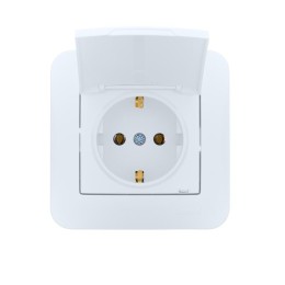 Розетка 1-м СП ASTI 16А IP20 с заземл. с крышкой термопласт в сборе бел. LEZARD 7081-0202-123В