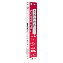 Удлинитель умный 4х1.8м 16А IP20 Connect PRO Wi-Fi 3хUSB с выкл. с управлением по Wi-Fi PRO PROxima