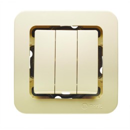 Выключатель 3-кл. СП Lillium 10А IP20 без вставки крем. Makel 71291