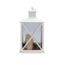 Фонарь декоративный (фигура) с тремя свечами бел. корпус 24х24х40см тепл. бел. Neon-Night 513-071