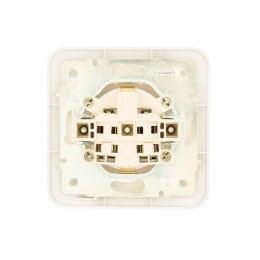 Розетка 1-м СП ASTI 16А IP20 с заземл. с крышкой термопласт в сборе жемчуж./бел. перламутр. LEZARD 7