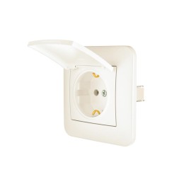 Розетка 1-м СП ASTI 16А IP20 с заземл. с крышкой термопласт в сборе жемчуж./бел. перламутр. LEZARD 7