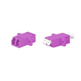 Адаптер оптический проходной LC-LC MM (OM4) dupleх корпус пластик. (magenta) бел. колпачки FA-P11Z-D