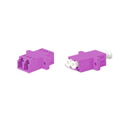 Адаптер оптический проходной LC-LC MM (OM4) dupleх корпус пластик. (magenta) бел. колпачки FA-P11Z-D