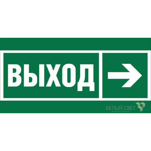 Знак безопасности NPU-1510.E30 "Направление к эвакуационному выходу направо" Белый свет a20174