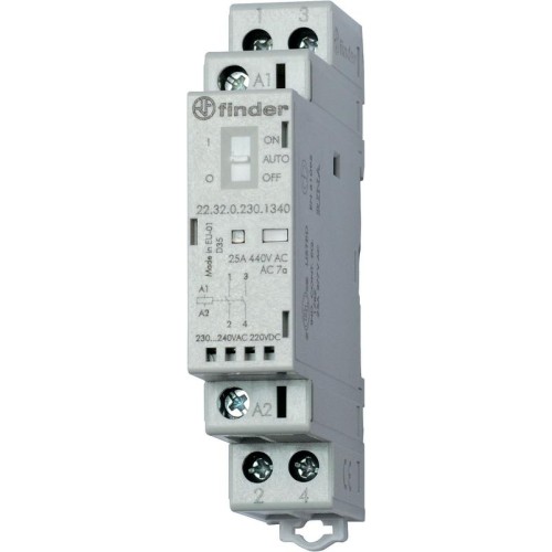 Контактор модульный 2NC 25А AgNi 48В AC/DC 17.5мм IP20 опции: мех.индикатор + LED FINDER 22320048142