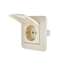 Розетка 1-м СП ASTI 16А IP20 с заземл. с крышкой термопласт в сборе крем. LEZARD 7081-0303-123В