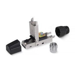 Коннектор 8P8C-SH-C6+ -TWP с фиксатором кабеля и колпачком RJ-45(8P8C) под витую пару категория до 6